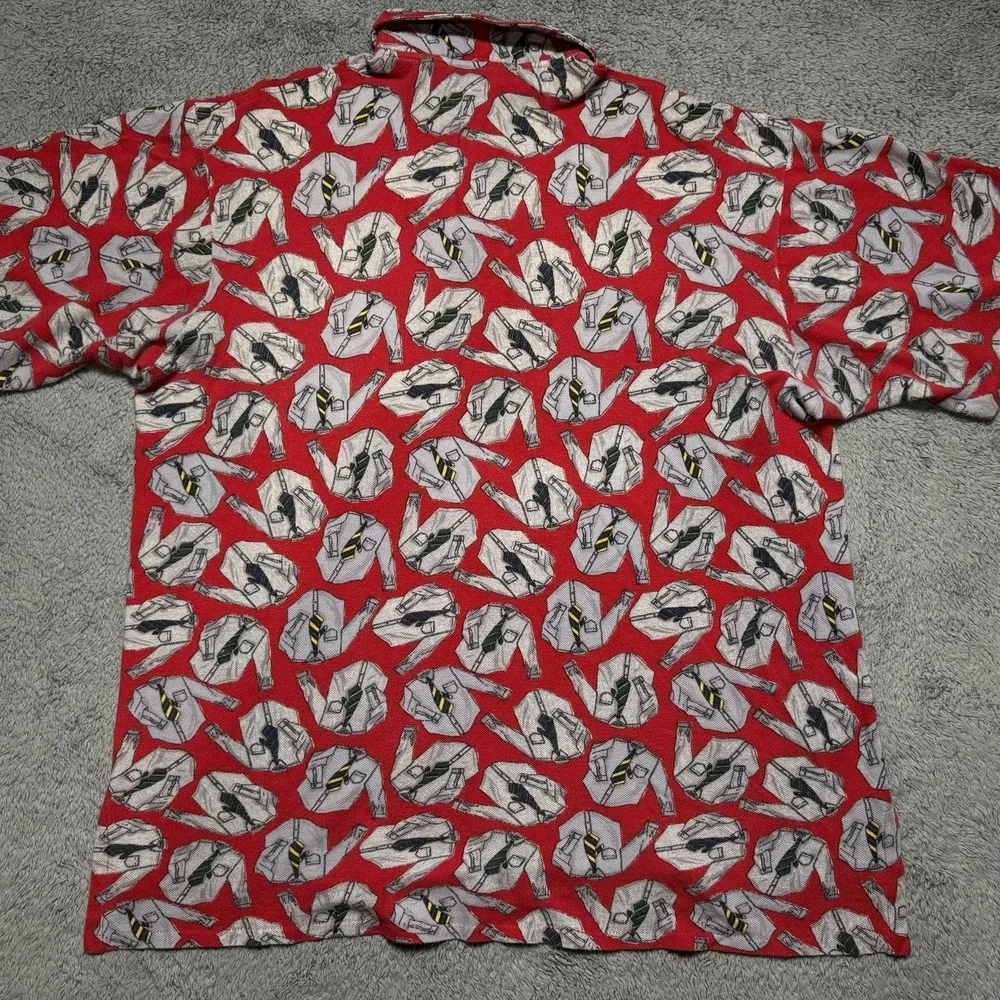 VTG 1992 Polo Ralph Lauren Men L Shirt & Tie All-Over Motif Print Polo Shirt USA